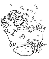 coloriage charlotte aux fraises dans son bain